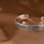 Buddha Stones 925 Sterling Silver Om Mani Padme Hum Double Dorje Engraved Wisdom Cuff Bracelet Bangle Bracelet Bangle BS 7