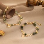 Buddha Stones 14K Gold Green Rutilated Quartz Möbius Loop Eternal Love Star Protection Bracelet Bracelet BS 1