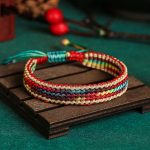 Buddha Stones Tibet Handmade Rainbow Multicolored Protection Braided String Bracelet Bracelet BS Multicolored Rope(Bracelet Size 15.5cm+10cm)