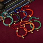 Buddha Stones Tibetan Handmade Luck Protection Thangka Prayer Wheel Bell Charm Braid String Bracelet Bracelet BS 13