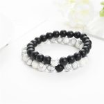 Buddha Stones 2pcs Natural Frosted Stone White Turquoise Bead Couple Bracelet Bracelet BS 2