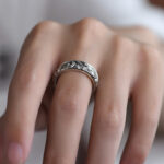 Buddha Stones 999 Sterling Silver Auspicious Clouds Engraved Blessing Adjustable Ring Ring BS 10