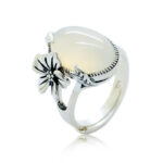 Buddha Stones 990 Sterling Silver Natural Chalcedony Plum Positive Harmony Ring Ring BS 16
