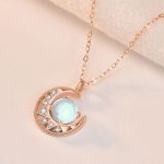 Buddha Stones 925 Sterling Silver Moonstone Moon Pattern Love Necklace Pendant Necklaces & Pendants BS 2