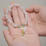 Buddha Stones Natural White Golden Silk Jade Bamboo Pattern Wealth Lucky Bag Fu Character Bracelet Bracelet BS 5