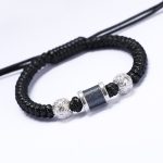 Buddha Stones 999 Sterling Silver Copper Coin Bead Copper Balance Braided String Bracelet Bracelet BS Silver Gray