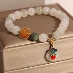 Buddha Stones Jade Auspicious Clouds Red Agate Citrine Prosperity Bracelet 2