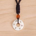 Buddha Stones Ivory Fruit Om Mani Padme Hum Engraved Protection Necklace Pendant Necklaces & Pendants BS 7