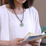 Buddha Stones Natural Lucky Four Leaf Clover Jade Prosperity Necklace Pendant Necklaces & Pendants BS 8