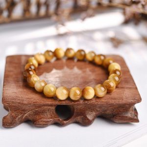 Buddha Stones  Anxiety Stress Healing Crystal Tiger Eye Bead Bracelet Bracelet BS Golden Tiger Eye