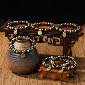 Buddha Stones Tibetan Zakiram Goddess of Wealth Liuli Glass Incense Ash Porcelain Bead Luck Bracelet Bracelet BS main