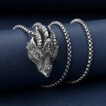 Buddha Stones Pure Tin Dragon Head Luck Protection Metal Necklace Pendant Necklaces & Pendants BS 3