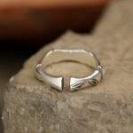 Buddha Stones Simple Bamboo Design Copper Luck Wealth Adjustable Ring Ring BS 3