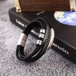 Buddha Stones Leather Multi-Layer Titanium Steel Balance Braided Magnetic Buckle Bracelet Bracelet BS 9