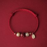 Buddha Stones 14K Gold Plated Hetian Jade Cinnabar Lotus Luck Handcrafted Rope Bracelet Bracelet BS Red Rope(Wrist Circumference 13-18cm)