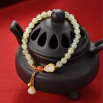 Buddha Stones 925 Sterling Silver Hetian Jade Gourd Lotus Abundance Luck Bracelet Bracelet BS 1
