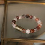 Buddha Stones White Crystal Red Hematoid Quartz Gold Rutilated Quartz Purple Phantom Protection Bracelet Bracelet BS 10