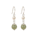 Buddha Stones 925 Sterling Silver Natural Pearl Jade Wisdom Earrings Earrings BS 4
