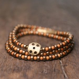Buddha Stones Retro Olive Pit Copper Wealth Bracelet Bracelet BS 17-17.5cm
