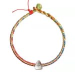 Buddha Stones 925 Sterling Silver Fu Character Zongzi Pattern Multicolored String Luck Handmade Braided Bracelet Bracelet BS 11