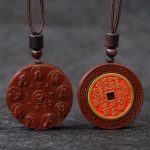Buddha Stones Lightning Struck Jujube Wood Yin Yang Bagua Mountain Ghosts Spend Money Protection Necklace Pendant 2