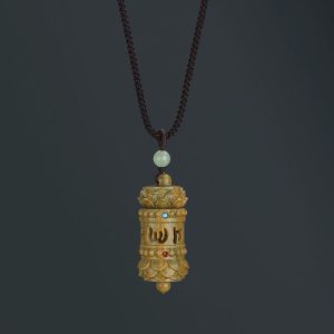 Buddha Stones Tibet Green Sandalwood Rosewood Om Mani Padme Hum Lotus Positive Soothing Necklace Pendant Necklaces & Pendants BS Om Mani Padme Hum Green Sandalwood