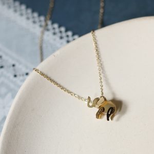 Buddha Stones Elephant Titanium Steel Luck Necklace Chain Pendant Necklaces & Pendants BS Elephant