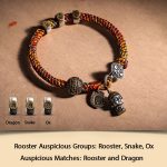 Buddha Stones Handmade Tibetan 925 Sterling Silver Chinese Zodiac Natal Buddha Zakiram Goddess of Wealth Protection Multicolored Rope Braided Bracelet Bracelet BS Rooster-Acalanatha 17-19cm