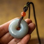 Buddha Stones Natural Round Jade Gray Jade Peace Buckle Luck Necklace Pendant Necklaces & Pendants BS 18