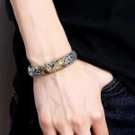 Buddhastoneshop Koi Fish Grass Pattern Prosperity Wealth Bracelet Bangle