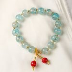 Buddha Stones Liuli Glass Bead Blessing Harmony Bracelet Bracelet BS Light Blue