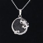 Buddha Stones Chinese Dragon Natural Quartz Crystal Healing Energy Necklace Pendant Necklaces & Pendants BS Lava Stone