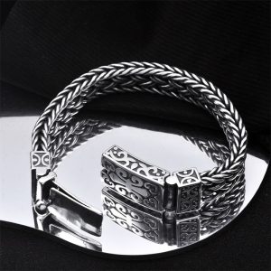 Buddha Stones Retro Vine Totem Pattern Braided Healing Chain Bracelet Bracelet BS 22cm