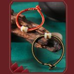 Buddha Stones 999 Gold Hetian White Jade Om Mani Padme Hum Fu Character Luck Braided Bracelet Bracelet BS 11