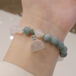 Buddha Stones White Agate Jade Lotus Flower Peace Buckle Protection Bracelet Bracelet BS 3