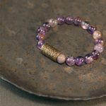 Buddha Stones White Crystal Red Hematoid Quartz Gold Rutilated Quartz Purple Phantom Protection Bracelet Bracelet BS 25