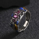 Buddha Stones Koi Fish Lotus Flower Leaf Design Luck Wealth Ring Ring BS 8