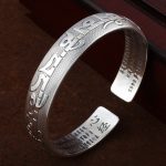 Buddhastoneshop Tibetan Sanskrit White Copper Meditation Prayer Bracelet Bangle