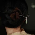 Buddha Stones 925 Sterling Silver Natural Hetian Jade Ebony Wood Luck Charm Hairpin Hairpin BS 4