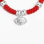 Buddha Stones 925 Sterling Silver Handmade Fu Character Lucky Money Bag Chinese Lock Charm Bell Lotus Copper Coin King Kong Knot Braided Kids Bracelet Bracelet BS 8