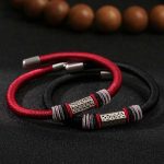 Buddha Stones 925 Sterling Silver Om Mani Padme Hum Peace Red String Bracelet Bracelet BS 2