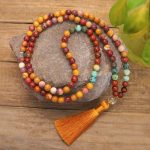 Buddha Stones 108 Mala Beads Mookaite Emotional Growth Bracelet Tassel Necklace Pendant Bracelet Necklaces & Pendants BS Mala