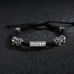 Buddha Stones Double PiXiu Feng Shui Copper Coin Om Mani Padme Hum String Bracelet Bracelet BS 12