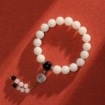 Buddha Stones Bodhi Seed Red Agate Black Obsidian Pink Crystal Rutilated Quartz Peace Wrist Mala Bracelet Bracelet BS Black Obsidian&Bodhi Seed(Wrist Circumference 14-15cm)