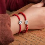 Buddha Stones 925 Sterling Silver Yin Yang Bagua Symbol Cinnabar String Concentration Bracelet Bracelet BS 7