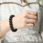 Buddha Stones Tibet Ebony Wood Om Mani Padme Hum Engraved Balance Bracelet Bracelet BS 7