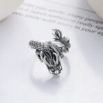 Buddha Stones Vintage 925 Sterling Silver Year Of The Dragon Design Luck Metal Ring Ring BS 2