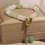 Buddha Stones Natural Tianshan Jade Abacus Beads Butterfly Prosperity Bracelet Bracelet BS 2