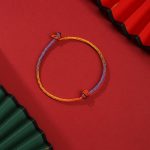 Buddha Stones Handcrafted Colorful Purple Gold Red Braid Rope Bracelet Bracelet BS 19cm