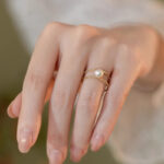 Buddha Stones Round Jade Pearl Bead Double Layer Copper Luck Adjustable Ring Ring BS 9